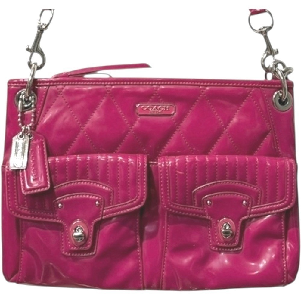 Coach Poppy Liquid Gloss Hot Pink Quilted Tote Crossbody Shoulder Bag Y2K - Picture 3 of 10